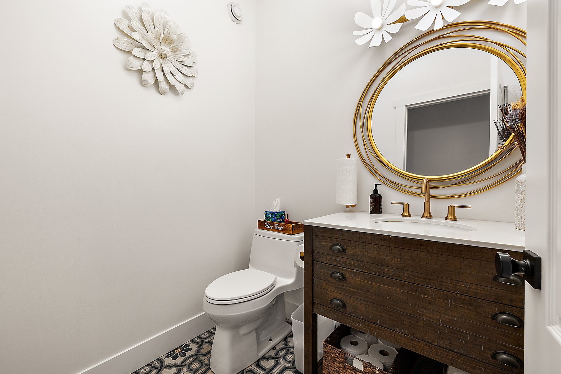 Clean finished bathroom detail