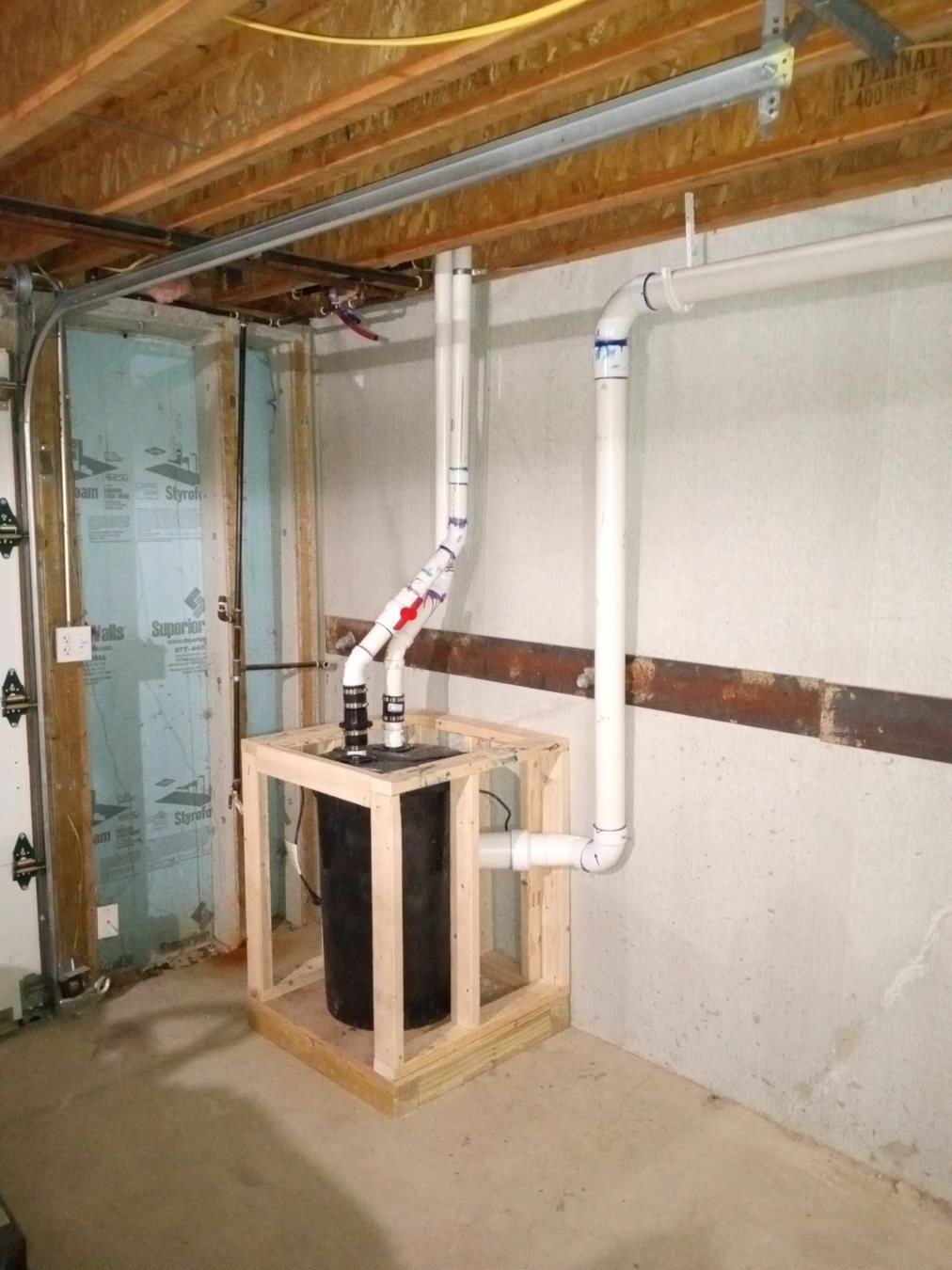 Organized plumbing lines in an open wall