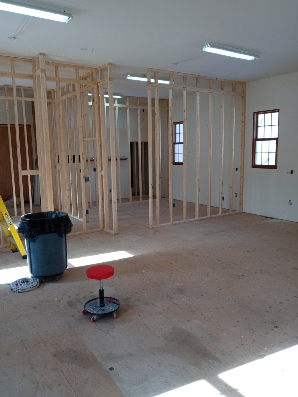Interior repair work during the construction phase