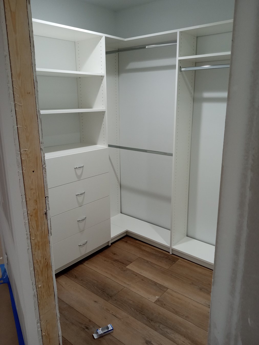 Finished built-in storage and shelving