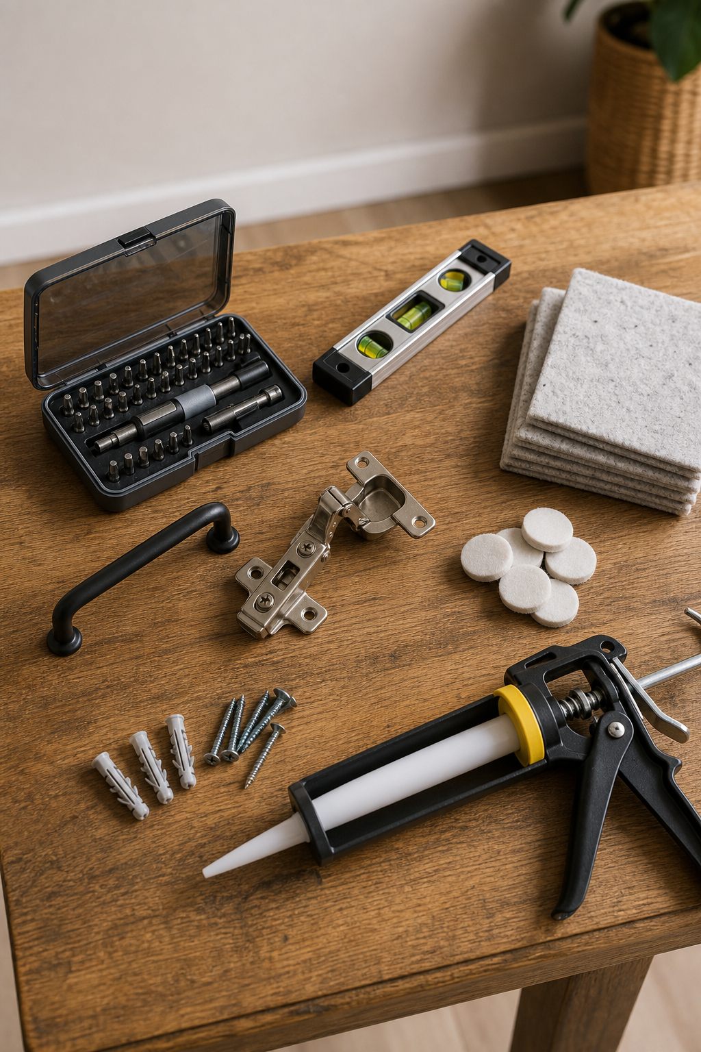 Common punch-list tools and hardware organized by task.